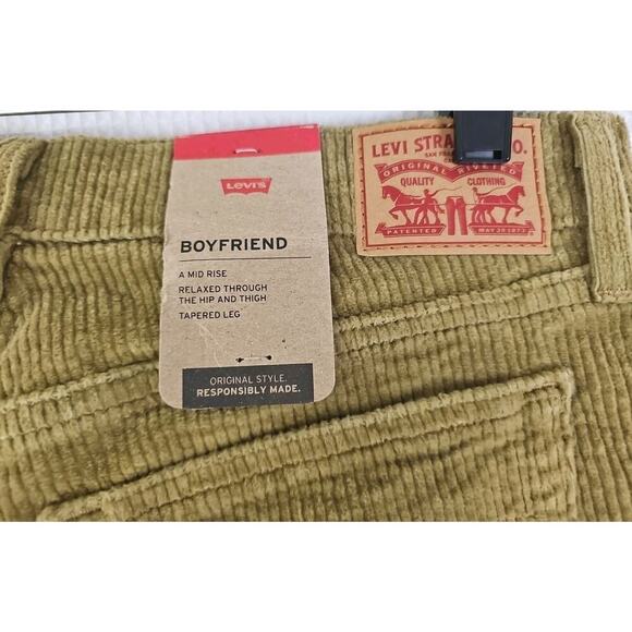 Levi's ~Woman Size 30×30~ Brown/Green Mid Rise Boyfriend Jeans CORDUROY NWT. - Picture 4 of 16